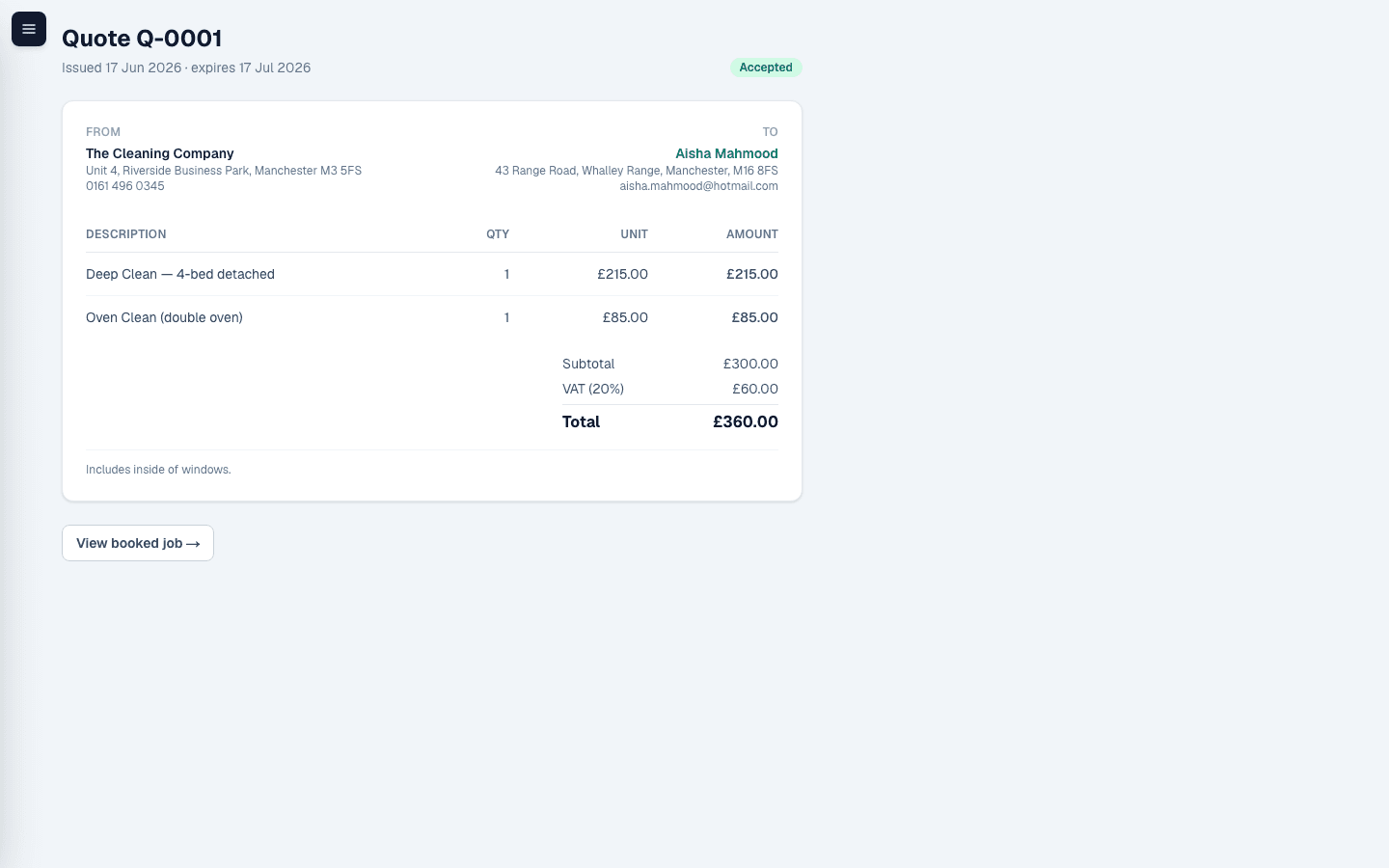 Quote in minutes, not a spreadsheet